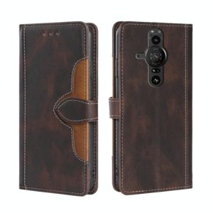For Sony Xperia Pro I Skin Feel Straw Hat Magnetic Buckle Leather Phone Case(Brown) (OEM)