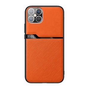 For iPhone 12 mini Skin-Friendly Frosted Leather + TPU All-Inclusive Phone Case with Metal Iron Sheet(Orange) (OEM)