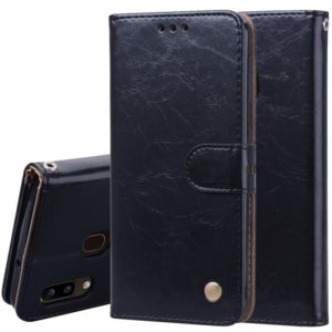 Business Style Oil Wax Texture Horizontal Flip Leather Case for Galaxy A20e, with Holder & Card Slots & Wallet (Black) (OEM)