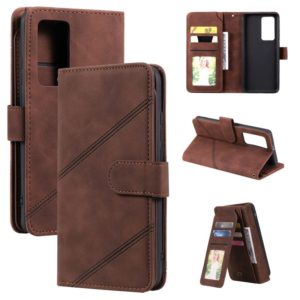 For Huawei P40 Pro Skin Feel Business Horizontal Flip PU Leather Case with Holder & Multi-Card Slots & Wallet & Lanyard & Photo Frame(Brown) (OEM)