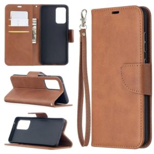 For Samsung Galaxy A52 5G Retro Lambskin Texture Pure Color Horizontal Flip PU Leather Case with Holder & Card Slots & Wallet & Lanyard(Brown) (OEM)