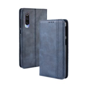 Magnetic Buckle Retro Texture Horizontal Flip Leather Case for Xiaomi Mi 9, with Holder & Card Slots & Wallet(Blue) (OEM)
