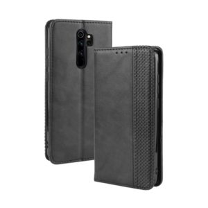 For Xiaomi Redmi Note 8 Pro Magnetic Buckle Retro Crazy Horse Texture Horizontal Flip Leather Case with Holder & Card Slots & Photo Frame(Black) (OEM)