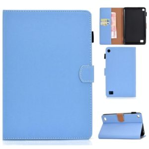 For Kindle Fire 7(2015/2017/2019) Solid Color Tablet PC Universal Magnetic Horizontal Flip Leather Case with Card Slots & Holder(Blue) (OEM)