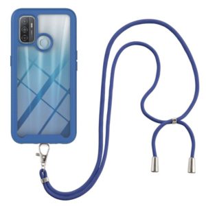 For OPPO A53 Starry Sky Solid Color Series Shockproof PC + TPU Protective Case with Neck Strap(Blue) (OEM)