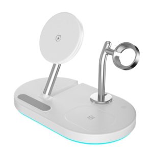 S20 4 in 1 15W Multifunctional Magnetic Wireless Charger with Night Light & Holder for Mobile Phones / AirPods(White) (OEM)