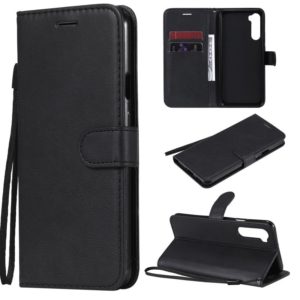 For OnePlus Nord Solid Color Horizontal Flip Protective Leather Case with Holder & Card Slots & Wallet & Photo Frame & Lanyard(Black) (OEM)