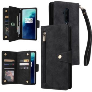 For OnePlus 7T Pro Rivet Buckle 9 Cards Three Fold Leather Phone Case(Black) (OEM)