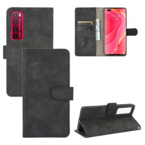For Huawei nova 7 Pro 5G Solid Color Skin Feel Magnetic Buckle Horizontal Flip Calf Texture PU Leather Case with Holder & Card Slots & Wallet(Black) (OEM)