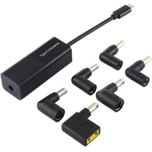 Laptop Power Adapter 65W USB-C / Type-C Converter to 6 in 1 Power Adapter (Black) (OEM)