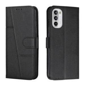 For Motorola Moto G52 Stitching Calf Texture Buckle Leather Phone Case(Black) (OEM)