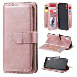 For Samsung Galaxy A10e Multifunctional Magnetic Copper Buckle Horizontal Flip Solid Color Leather Case with 10 Card Slots & Wallet & Holder & Photo Frame(Rose Gold) (OEM)