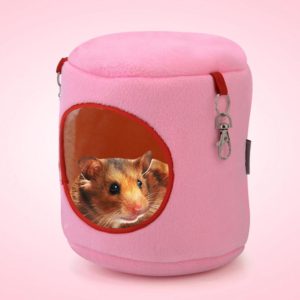 Flannel Cylinder Pet House Warm Hamster Hammock Hanging Bed Small Pets Nest, L, Size:16*16*16cm(Pink) (OEM)