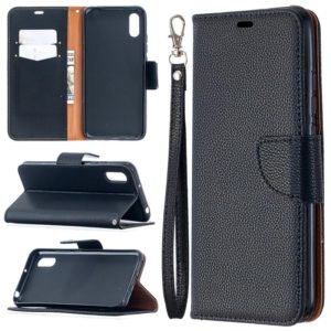 For Xiaomi Redmi 9A Litchi Texture Pure Color Horizontal Flip PU Leather Case with Holder & Card Slots & Wallet & Lanyard(Black) (OEM)