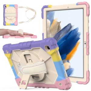 For Samsung Galaxy Tab A8 10.5 2021 X200 Contrast Color Robot Silicone + PC Tablet Case(Colorful Pink) (OEM)
