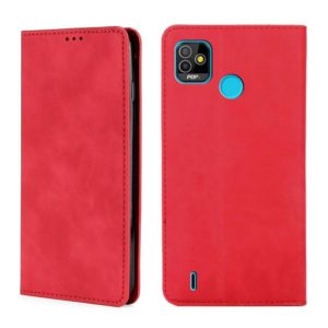 For Infinix Tecno Pop 5 Skin Feel Magnetic Horizontal Flip Leather Case with Holder & Card Slots(Red) (OEM)