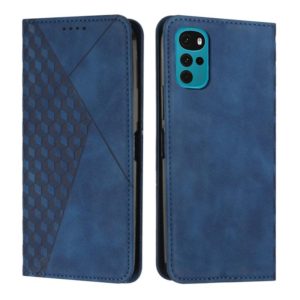 For Motorola Moto G22 Diamond Splicing Skin Feel Magnetic Leather Phone Case(Blue) (OEM)