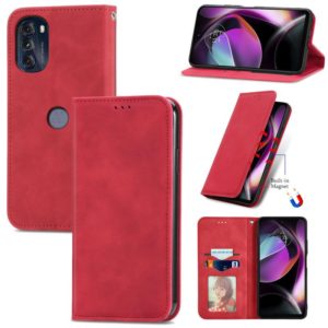 For Motorola Moto G 2022 Retro Skin Feel Magnetic Leather Phone Case(Red) (OEM)