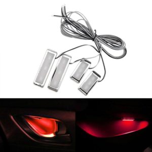 4 PCS Universal Car LED Inner Handle Light Atmosphere Lights Decorative Lamp DC12V / 0.5W Cable Length: 75cm (Red Light) (OEM)