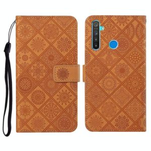 For OPPO Realme 5 Pro Ethnic Style Embossed Pattern Horizontal Flip Leather Case with Holder & Card Slots & Wallet & Lanyard(Brown) (OEM)