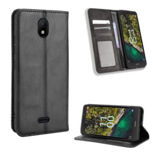 For Nokia C100 Magnetic Buckle Retro Texture Leather Phone Case(Black) (OEM)