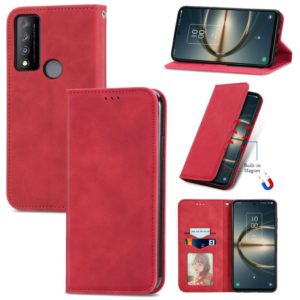For TCL 30 V 5G Retro Skin Feel Magnetic Horizontal Flip Leather Phone Case(Red) (OEM)