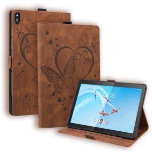 For Lenovo Tab M10 10.1 inch Love Butterfly Pattern Horizontal Flip Leather Case with Holder(Brown) (OEM)