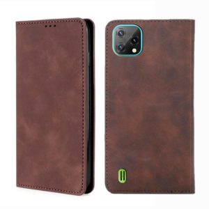 For Blackview A55 Skin Feel Magnetic Horizontal Flip Leather Phone Case(Dark Brown) (OEM)