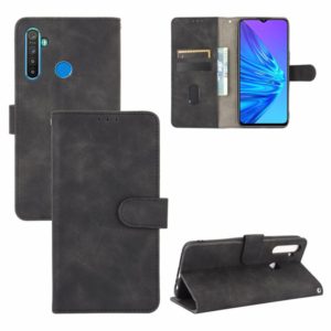 For OPPO Realme 5 Pro / Realme Q Solid Color Skin Feel Magnetic Buckle Horizontal Flip Calf Texture PU Leather Case with Holder & Card Slots & Wallet(Black) (OEM)