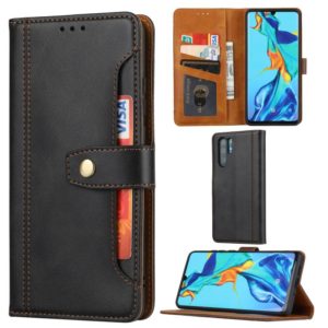 For Huawei P30 Pro Calf Texture Double Fold Clasp Horizontal Flip Leather Case with Photo Frame & Holder & Card Slots & Wallet(Black) (OEM)