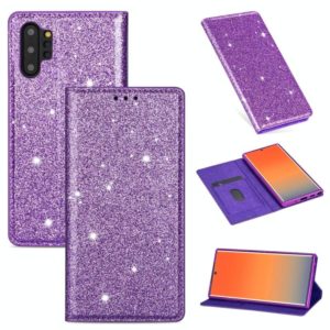 For Samsung Galaxy Note 10 Plus Ultrathin Glitter Magnetic Horizontal Flip Leather Case with Holder & Card Slots(Purple) (OEM)