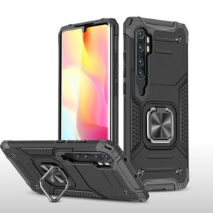For Xiaomi Note 10 Lite Magnetic Armor Shockproof TPU + PC Case with Metal Ring Holder(Black) (OEM)