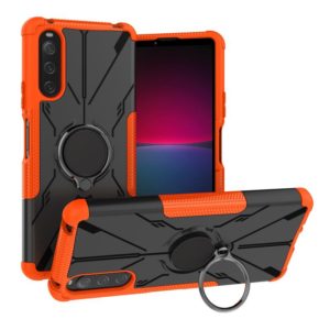 For Sony Xperia 10 IV Armor Bear Shockproof PC + TPU Phone Case with Ring(Orange) (OEM)