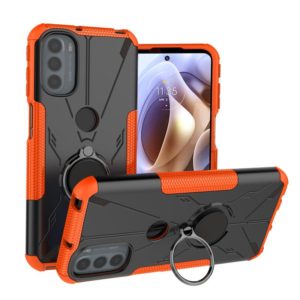 For Motorola Moto G31 Armor Bear Shockproof PC + TPU Phone Protective Case with Ring Holder(Orange) (OEM)
