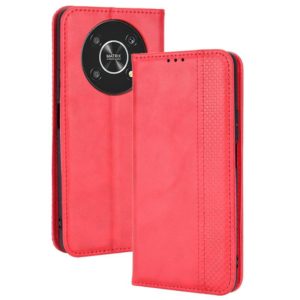 For Honor X9 5G / Magic4 Lite / X30 Magnetic Buckle Retro Crazy Horse Leather Phone Case(Red) (OEM)