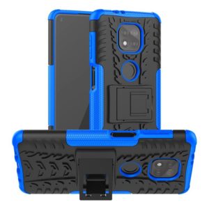 For Motorola Moto G Power (2021) Tire Texture Shockproof TPU+PC Protective Case with Holder(Blue) (OEM)
