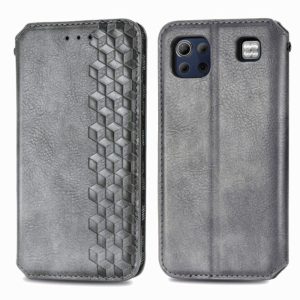 For LG K92 5G Cubic Grid Pressed Horizontal Flip Magnetic PU Leather Case with Holder & Card Slots & Wallet(Gray) (OEM)