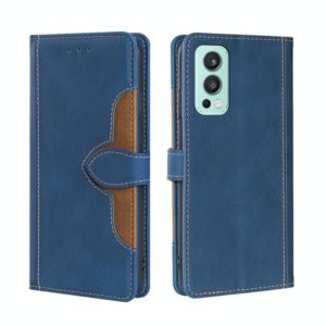 For OnePlus Nord 2 5G Skin Feel Straw Hat Magnetic Buckle Leather Phone Case(Blue) (OEM)