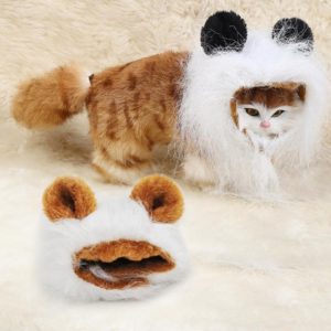 Lion Style Cute Pet Clothes for Regular Size Cats or Small Dogs with About 26cm Head Girth(White) (OEM)