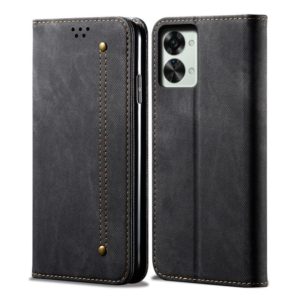 For OnePlus Nord 2T Denim Texture Leather Phone Case(Black) (OEM)