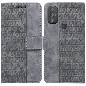 For Motorola Moto G Power 2022 Geometric Embossed Leather Phone Case(Grey) (OEM)