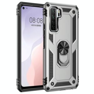 For Huawei P40 Lite 5G Shockproof TPU + PC Protective Case with 360 Degree Rotating Holder(Silver) (OEM)