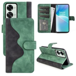 For OnePlus Nord 2T 5G Stitching Horizontal Flip Leather Phone Case(Green) (OEM)