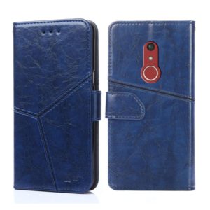For Fujitsu Arrows Be4 Plus F-41B Geometric Stitching Horizontal Flip Leather Phone Case(Blue) (OEM)