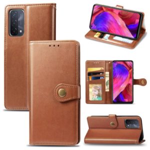 For OPPO A93 5G / A74 5G Solid Color Leather Buckle Phone Case with Lanyard & Photo Frame & Card Slot & Wallet & Stand Function(Brown) (OEM)