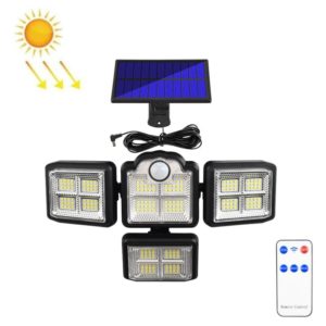 TG-TY085 Solar 4-Head Rotatable Wall Light with Remote Control Body Sensing Outdoor Waterproof Garden Lamp, Style: 198 LED Separated (OEM)