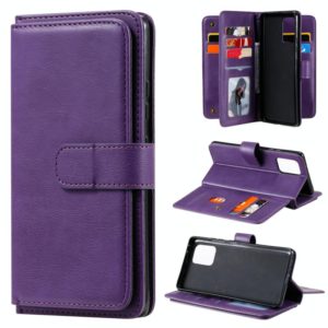 For Samsung Galaxy A91 / S10 Lite Multifunctional Magnetic Copper Buckle Horizontal Flip Solid Color Leather Case with 10 Card Slots & Wallet & Holder & Photo Frame(Purple) (OEM)