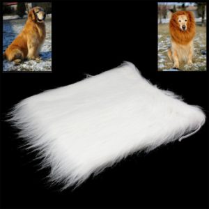 Large Pet Dog Cat Lion Wigs Mane Hair Festival Party Fancy Dress Clothes Costume(White) (OEM)