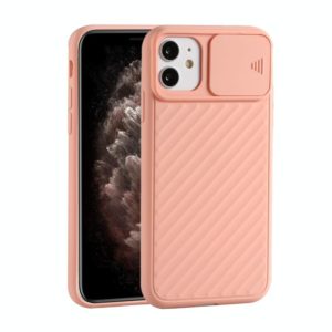 For iPhone 12 Pro Max Sliding Camera Cover Design Twill Anti-Slip TPU Case(Pink) (OEM)