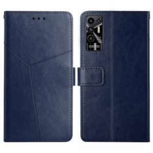 For Tecno Pova 2 HT01 Y-shaped Pattern Flip Leather Phone Case(Blue) (OEM)